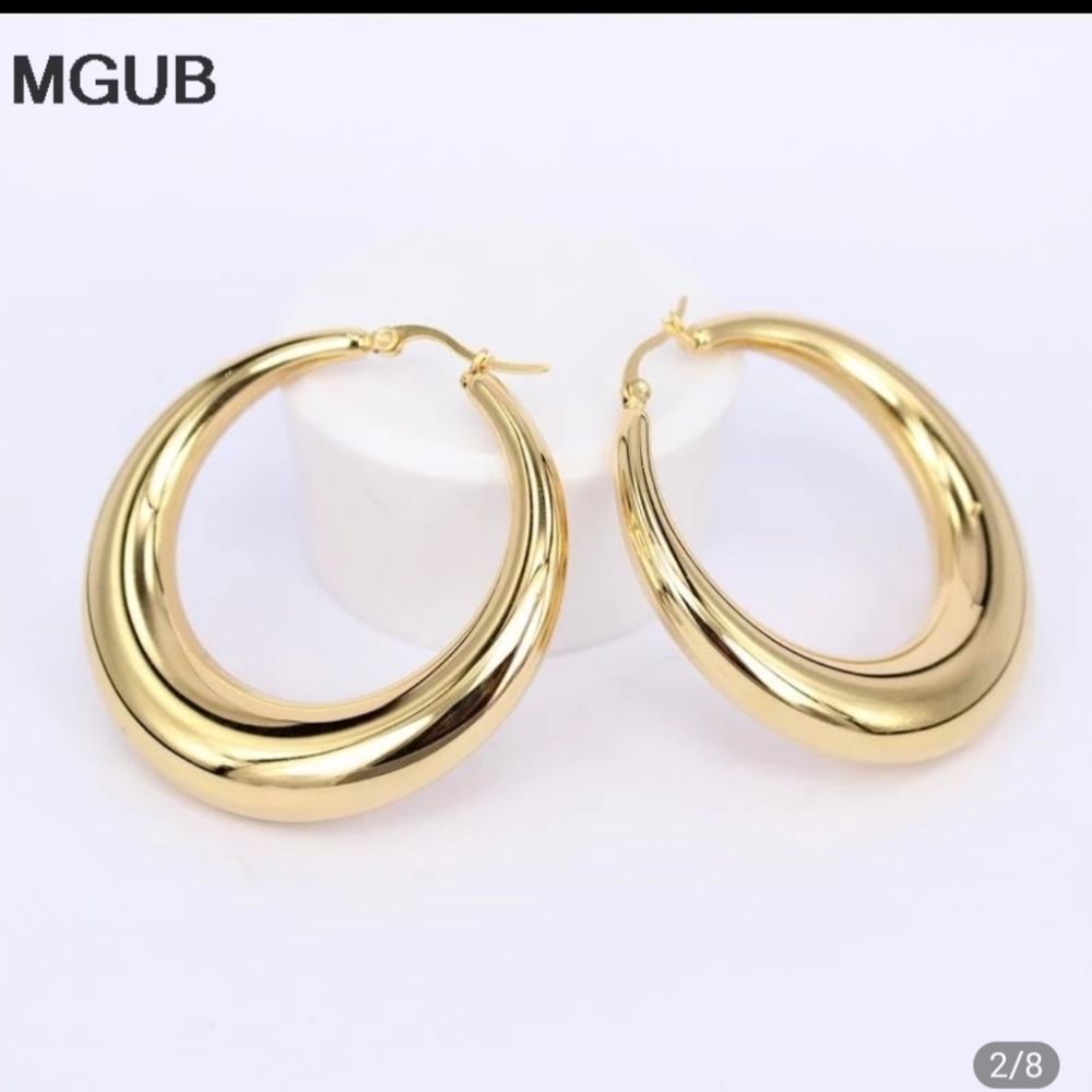 Simple hoop earrings gold stainless steel